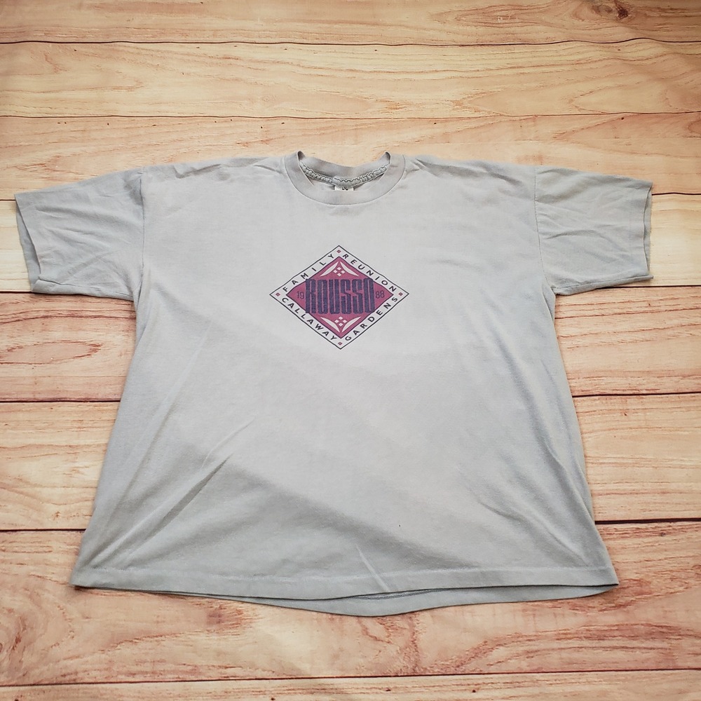 Vintage 1988 Belton Rousso Family Reunion Callaway Gardens T-Shirt Gray‎ Mens XL